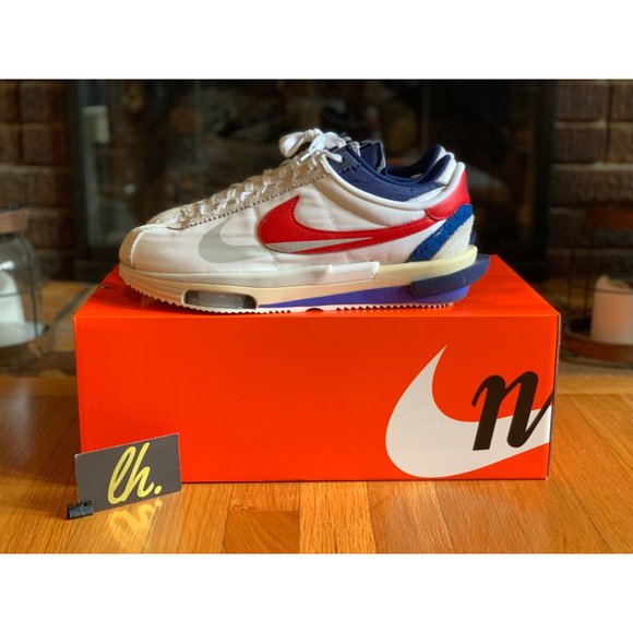 Size 11.5 Nike Zoom Cortez SP Sacai White University Red Blue DQ0581-100 - Picture 1 of 6